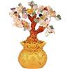 lachineuse - Albero Feng Shui 5 Elementi - Albero della Fortuna 17 cm - Decorazione Asiatica Giapponese - Albero della Fortuna con Supporto Dorato - Decorazione Asiatica Pietre preziose - Oggetto