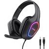 Trust Gaming GXT 419 Rayne Cuffie Gaming Leggere per PC/Console, Illuminazione LED Alimentata via USB, Driver da 50 mm, Jack Audio 3.5 mm, Cuffie con Microfono Over-Ear Computer Portatile, Nero