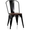 HJH Office 645045 Bistrot da Bar VANTAGGIO COMFORT W Impilabile in Metallo e Legno, Pranzo Design Industriale, Nero