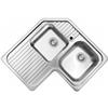 Elleci SKY CORNER LIKCORSACDX Lavello da Incasso Angolare 2 Vasche con Gocciolatoio a sinistra 83 x 83 cm Acciaio Inox