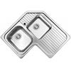 Elleci SKY CORNER LIKCORSACSX Lavello da Incasso Angolare 2 Vasche con Gocciolatoio a destra 83 x 83 cm Acciaio Inox