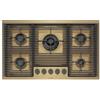 Foster Piano Cottura da Incasso a Gas 80 cm 5 Fuochi Acciaio PVD Gold - Oro Griglie in Ghisa Milanello Foster 7682 009 - 7682009