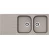 Schock Lavello incasso 2 Vasche con Gocciolatoio Reversibile sopratop sottotop 116 x 50 cm CRISTALITE Grigio Tortora LITHOS D200 SCHOCK LITD200A42N