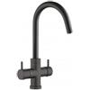 Schock Miscelatore Cucina 4 vie a doppio comando per acqua filtrata naturale e frizzante fredda Nero AQUAPURA 4 VIE SCHOCK SXPUR4BK