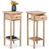 Relaxdays Set 2 Tavolini da Salotto, Comodini con Cassetto, Tavoli da Ingresso, HLP: 60x25x25 cm, Legno Noce Naturale