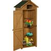 Outsunny Capanno da Giardino in Legno, Casetta Porta Attrezzi Impermeabile con 3 Mensole Rimovibili, 77x54.2x179cm, Giallo