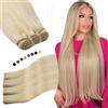 Elailite Extension Tessitura Capelli Veri Matassa Bionda Brazilian Human Hair Lisci Fascia Unica 100g 35cm #60 Biondo Platino