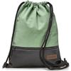 By Bers LEON Sacca da palestra, grande tasca esterna con cerniera, tasche interne, zaino da donna e da uomo, in pelle vegana, menta_nero_PU, 45x35x2cm, Sacca da palestra