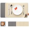 Myir JUN Tovagliette e Sottobicchieri, Tovagliette in Pelle e Sottobicchieri Set Tovagliette Americana Plastica Lavabili Tovagliette Impermeabile Tovagliette (Grigio Giallo Grano, Set di 6)