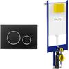Fluidmaster Placca Vela nero con anello cromo lucido + Modulo autoportante per wc sospeso duplo 199 codice prod: P47-0202-0250 T02-2116-0250