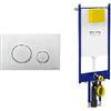 Fluidmaster Placca Vela cromo opaco+ Modulo autoportante per wc sospeso duplo 199 codice prod: P47-0110-0253 T02-2116-0250