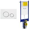 Fluidmaster Placca Vela bianco con anello cromo lucido + Modulo autoportante per wc sospeso duplo 199 codice prod: P47-0201-0250 T02-2116-0250