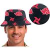Fiestas Guirca Cappello da pescatore buket hat nero con nuvole rosse anime giapponese