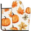 Generic Set di guanti da forno e presine a tema foglia d'acero con zucca e resistenti al calore, ideali per cuocere, cucinare e barbecue