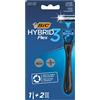 BIC Germania Hybrid 3 Flex - Rasoio da uomo, con 2 lame intercambiabili con 3 lame, con aloe vera e vitamina E, in materiale riciclato