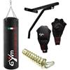 GYM POWER Kit Boxe con Sacco nero 20 kg, supporto a parete, gancio ammortizzatore e guanti