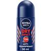 NIVEA Deodorante roll-on da uomo Dry Impact, antitraspirante per una sensazione di pelle secca, protezione dal sudore 72 ore e formula Dual Active (50 ml)