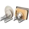 simplywire - Confezione da 2 - Rastrelliera per Piatti/Scolapiatti - Organizer per Credenze da Cucina - Acciaio Rivestito in Plastica Nera - Piccolo