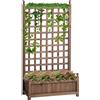 Outsunny Fioriera da Esterno in Legno con Grigliato per Piante Rampicanti, 64x28x120cm, Marrone