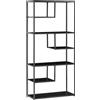 HOMCOM Mobile Libreria a 7 Livelli in Truciolato e Acciaio per Soggiorno, Camera da Letto e Ufficio, in stile Industriale, 83x34x180 cm, Nero|Aosom