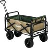 Outsunny Carrello da Giardino 110L con Maniglia Telescopica e Fondo Apribile in Acciaio e Tessuto Oxford, Cachi|Aosom