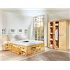 Inter Link Links Claas - Letto con cassetti e scomparti, in legno naturale non colorato, Legno, 209 x 186,3 x 47,5 cm