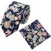 DB Dickie Bow Set da uomo con cravatta e tasca quadrata in cotone di lusso floreale, Blu & Rosa Floreale, Tie Length: 145cm. Pocket Square: 23cm x 23cm