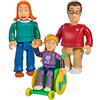 Simba 109251080 - Set di personaggi Sam Famiglia Sparks Lizzie, Joe e Hannah Sparks con sedia a rotelle, completamente mobile, 7,5 cm, a partire dai 3 anni