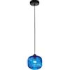 Bonetti Illumina Sospensione 1 luce in vetro rigato azzurro struttura ferro nero d.19