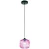 Bonetti Illumina Sospensione 1 luce in vetro rigato rosa struttura ferro nero d.19