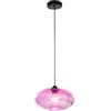 Bonetti Illumina Sospensione 1 luce in vetro rigato rosa struttura ferro nero d.28