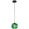 Bonetti Illumina Sospensione 1 luce in vetro rigato verde struttura ferro nero d.19
