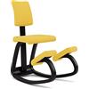 Varier Variable Plus Sedia Ergonomica con Schienale Imbottito Legno Nero, 100% Tessuto in Poliestere Riciclato, Giallo