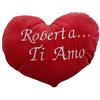 Generic CUSCINO ARTIGIANALE CUORE IN VELLUTO RICAMATO FESTA DEGLI INNAMORATI TI AMO CON NOME PERSONALIZZATO 26 CM. DIAMETRO