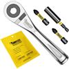 SabreCut 4 pezzi SabreCut MRSC01K1 mini micro cricchetto 1/4 esagonale in acciaio inox 72 denti ingranaggio chiave a cricchetto a mano con 32 mm PH2 PZ2 punte a percussione e un supporto 60 mm per punte