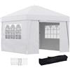 Outsunny Gazebo Pieghevole 3x3 m con Altezza Regolabile, con Design Pop Up e Finestre, Bianco|Aosom