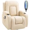 HOMCOM Poltrona Massaggiante Riscaldante Reclinabile fino a 150° con Portabicchieri e Telecomando, 85x94x104 cm, Beige|Aosom