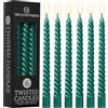 DECO EXPRESS Candele Lunghe Spirale, Set da 6 Candele Antigoccia Contorte, Lunga Durata, Non Profumato per Decorazione Casa, San Valentino, Festa della Mamma (Metallizzato Pino, Set da 6)