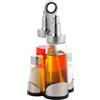 Wintem Set 5 Pezzi Condimenti da Tavola in Vetro e Acciaio 200/600ml Argento - Dimensioni Set 22x9,8x11cm - Include Contenitore per Olio, Aceto, Sale e Pepe e Supporto con Maniglia Ergonomica