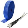 ETOPARS 2.5CM X 10M Nastro Termico Isolante Blu Benda Termica Scarico Fibra Vetro Tubo Calore Protezione Moto con 6 Fascette Acciaio Inossidabile