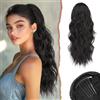 Sofeiyan Coda di Cavallo Capelli Extension con Coulisse,60cm Nero Marrone Ondulati Posticci per Capelli Sintetici Pettini Clip in Coda Cavallo Extension Capelli per Donna