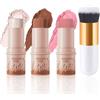 Ceboic 3 Pezzi Contouring Viso Stick, Blush Highlighter Stick con Pennello, Leggero e Naturale Bastone Contorno, Illuminante Bacchetta di Bellezza, Lunga Durata Impermeabile Stick di Trucco