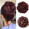 JJstar Fiocchi finti grandi elastici per capelli da donna con capelli ricci naturali ondulati per capelli ricci e trecce extension per capelli, chignon sintetici arruffati per le donne (vino rosso)