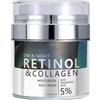 Rosarden Crema al retinolo per il viso, crema idratante viso giorno e notte crema viso anti invecchiamento con retinolo 1%, collagene, 5% acido ialuronico e vitamina E, 50 ml