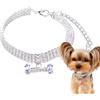 Generisch Collana per cuccioli, collare scintillante per cani, 3 file di strass per animali domestici, collana con ciondolo osseo, strass, animali domestici, gioielli con osso regolabile, per feste e matrimoni