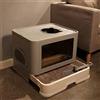 BingoPaw Vassoio per lettiera per gatti di grandi dimensioni: casa di toilette pieghevole XXL - Cassettiera chiusa con paletta e spazzola per massaggi 50 x 38 x 37 cm