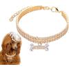 Generisch Collare per cani, collana per cuccioli, 3 file di strass per animali domestici, collana con ciondolo a ossa, strass, animali domestici, gioielli con osso di strass regolabili, per feste e matrimoni