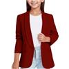 DonDown Cappotto da ragazza blazer, elegante, tinta unita, con risvolto, a maniche lunghe, per bambini, ragazze, cardigan, ufficio, blazer primavera, autunno, business, giacca blazer, Vino, 11-12 anni
