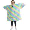 Cozydrew Coperta con Maniche e Cappuccio per Bambini, Felpa Bambino Cappuccio Oversize - Pigiama Bambina Invernale Felpato Felpa Coperta Pile Sherpa (Arcobaleno)