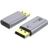 PremiumCord Adattatore da USB-C A Displayport 8K F/M, DP 1.4, UHD 8K 4320p 60Hz, 4K 2160p 144Hz, HDR10, HDCP 2.2, 32,4 Gbps, Alloggiamento In Alluminio, Grigio Siderale
